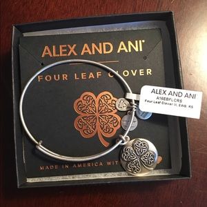 Silver Alex and Ani four leaf clover bracelet